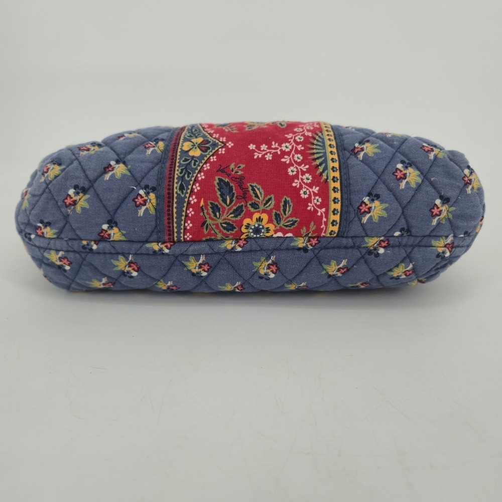 Vera Bradley Provencal Large Cosmetic Bag Blue Red Quilted Cotton Made USA Pouch - Picture 9 of 11